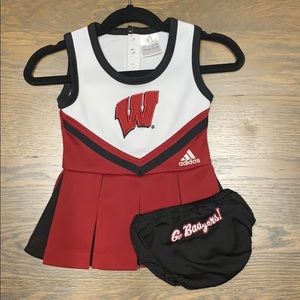 Badgers cheerleading dress & diaper cover. 12-18mo